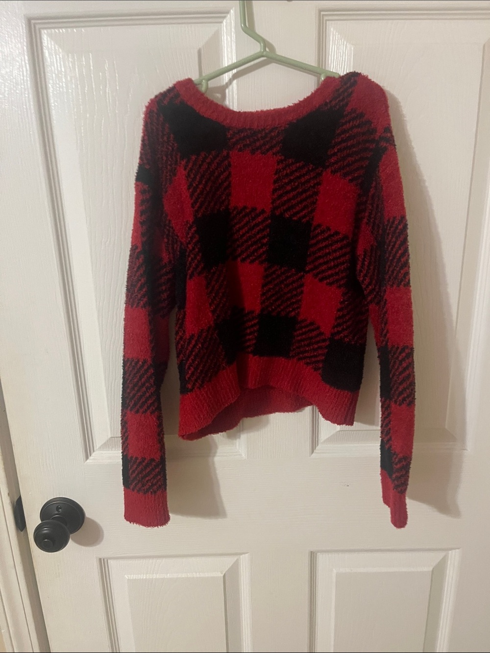 Cozy Red & Black Buffalo Plaid Sweater
